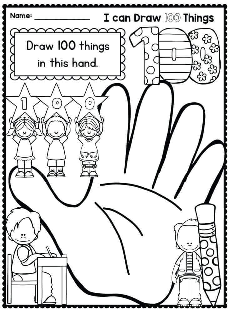 Printable 100 Days Of School Coloring Pages Free