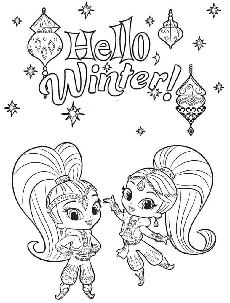 Shimmer and Shine Winter Coloring Sheets