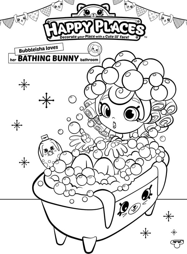 Shopkins Happy Places Coloring Pages Bubbleisha in Bath