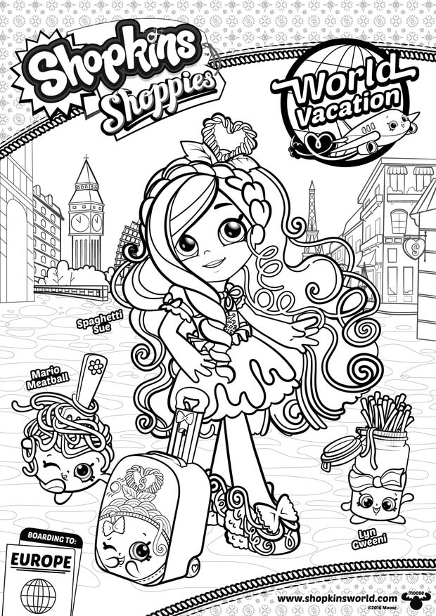 Shopkins Season 8 Spaghetti Sue Shoppies Coloring Page