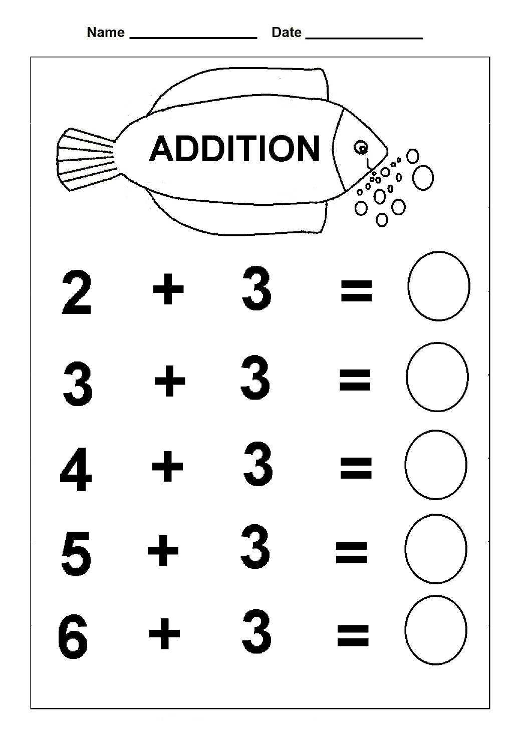 Simple Addition Kindergarten Math Worksheet