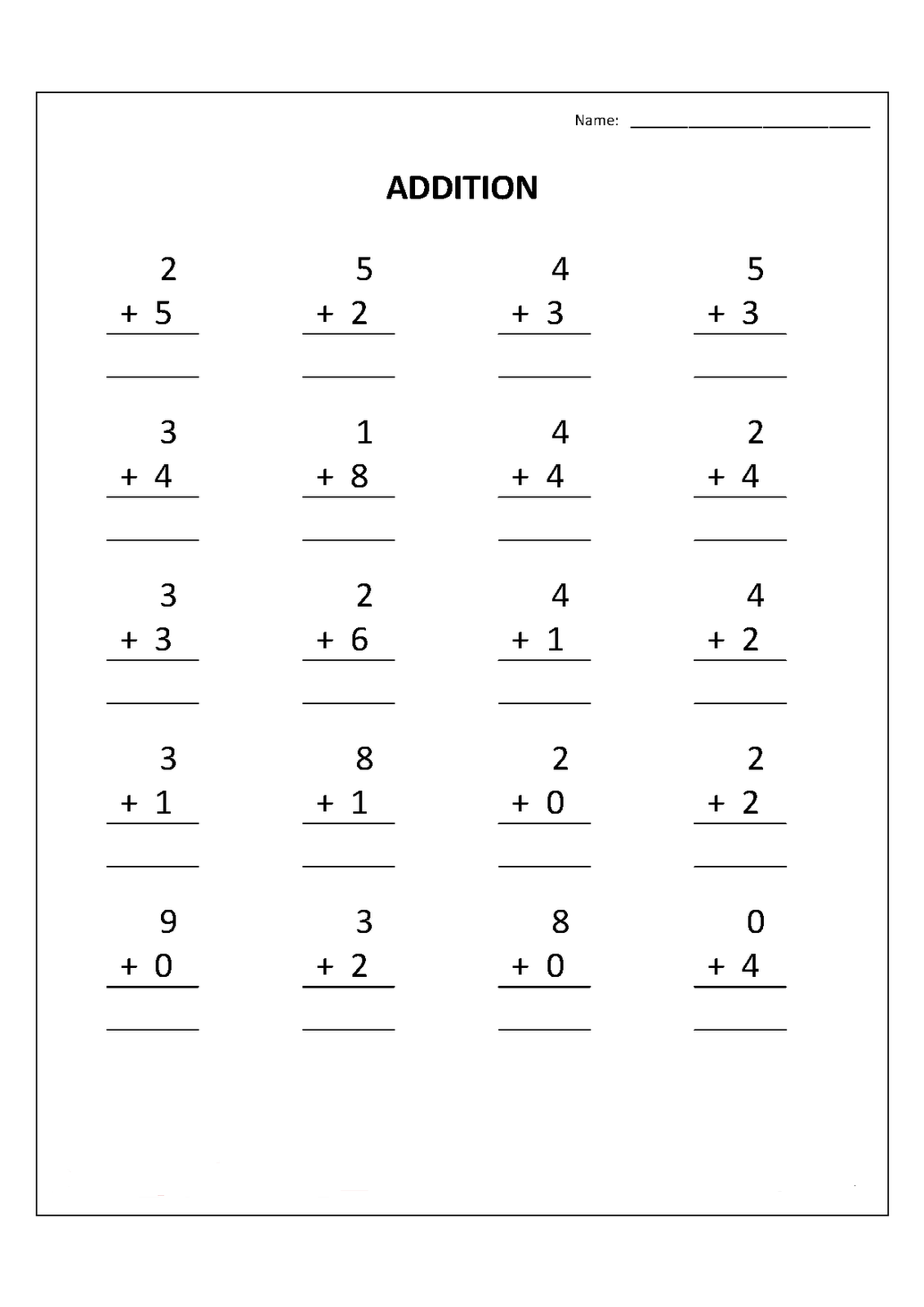 Simple Addition Kindergarten Math Worksheets