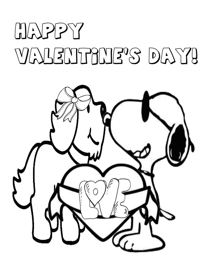 Snoopy Valentines Day coloring pages