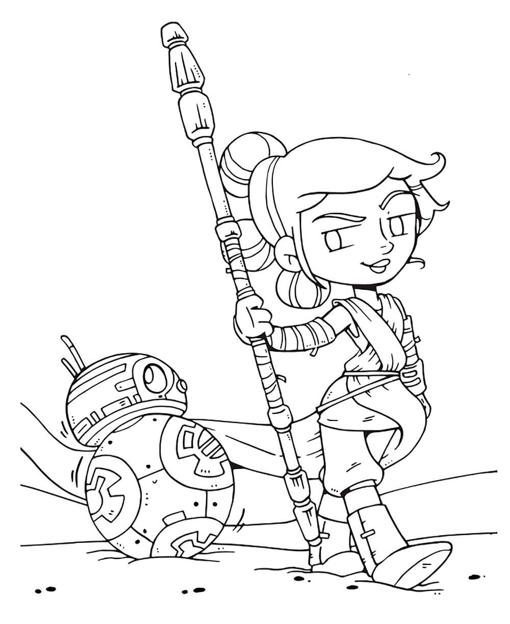 Star Wars The Last Jedi Coloring Page Rey and BB8