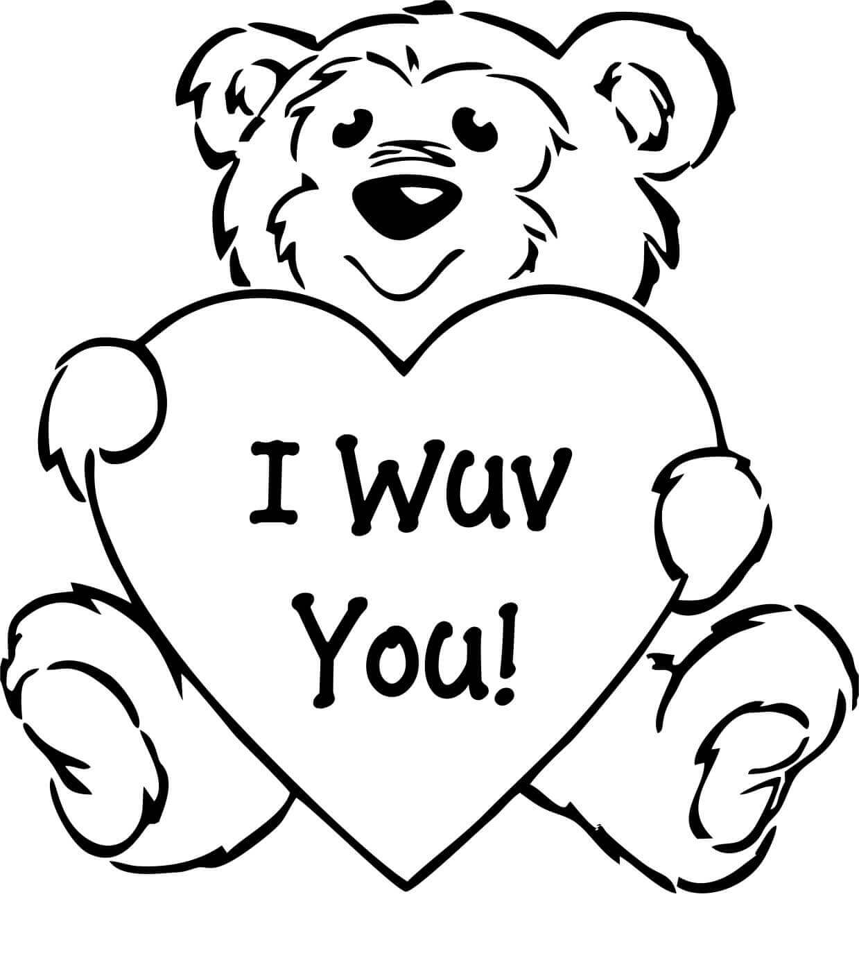 Teddy Bear Valentines Day coloring pages