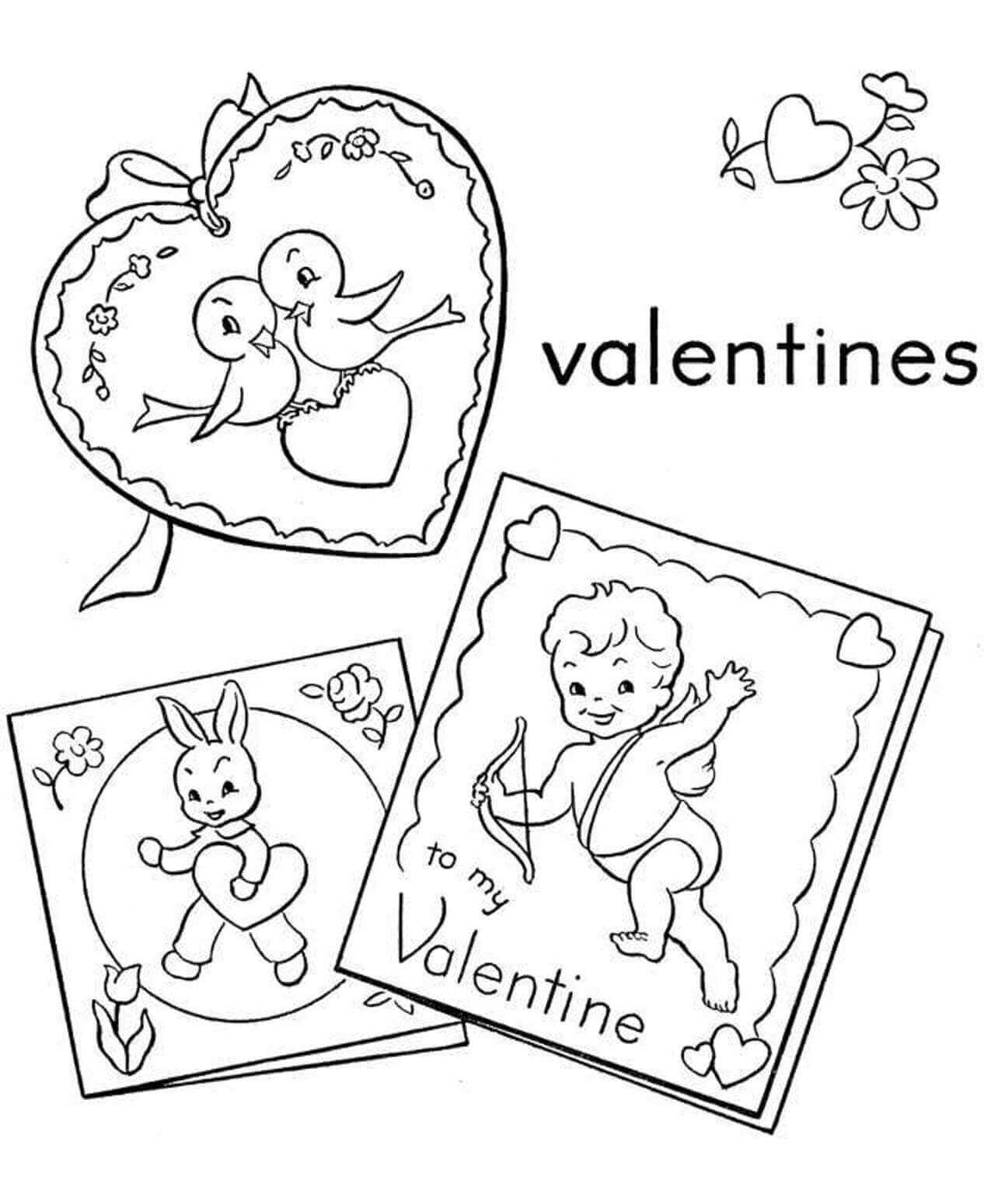 Valentines Day greeting cards coloring page