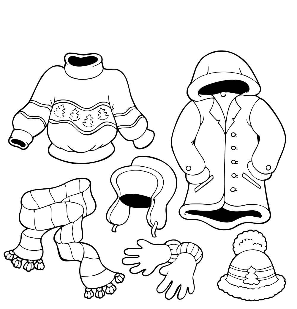 Winter Clothes Coloring Pages