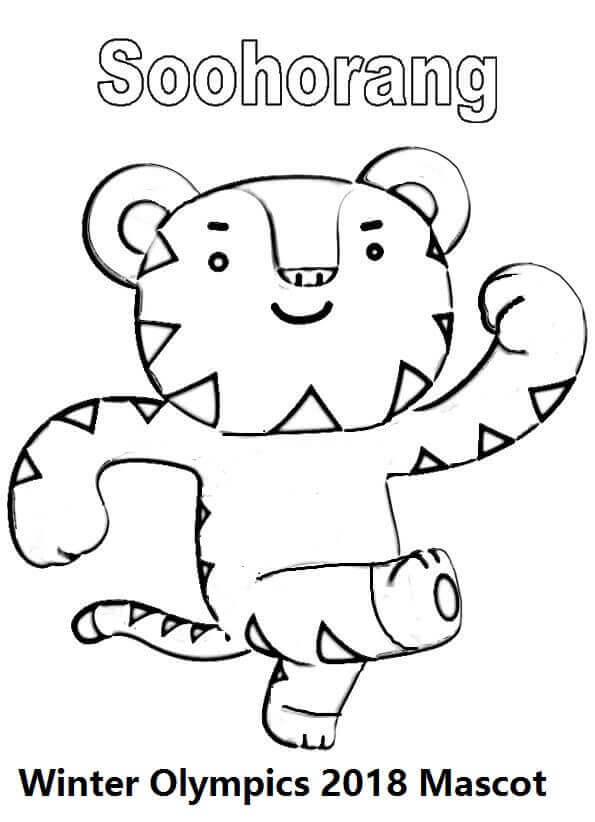 Winter Olympics 2018 Mascot Coloring Page Soohorang, Olympics 2018 Coloring Pages, 2018 Olympics Logo Coloring Pages, Winter Olympics 2018 Coloring Pages, PyeongChang 2018 Winter Olympics Coloring Pages To Print