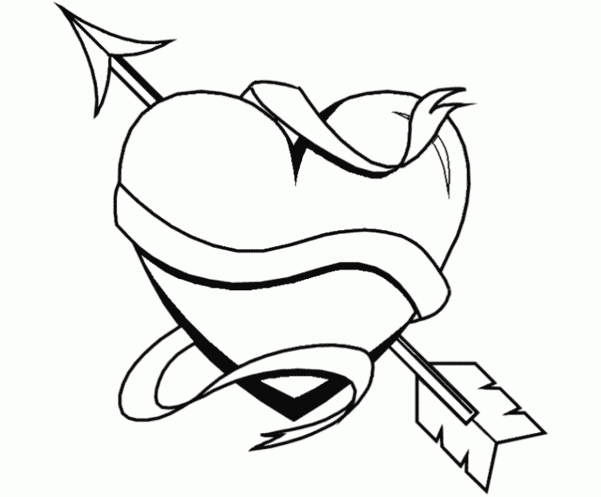 Bow And Heart Coloring Page