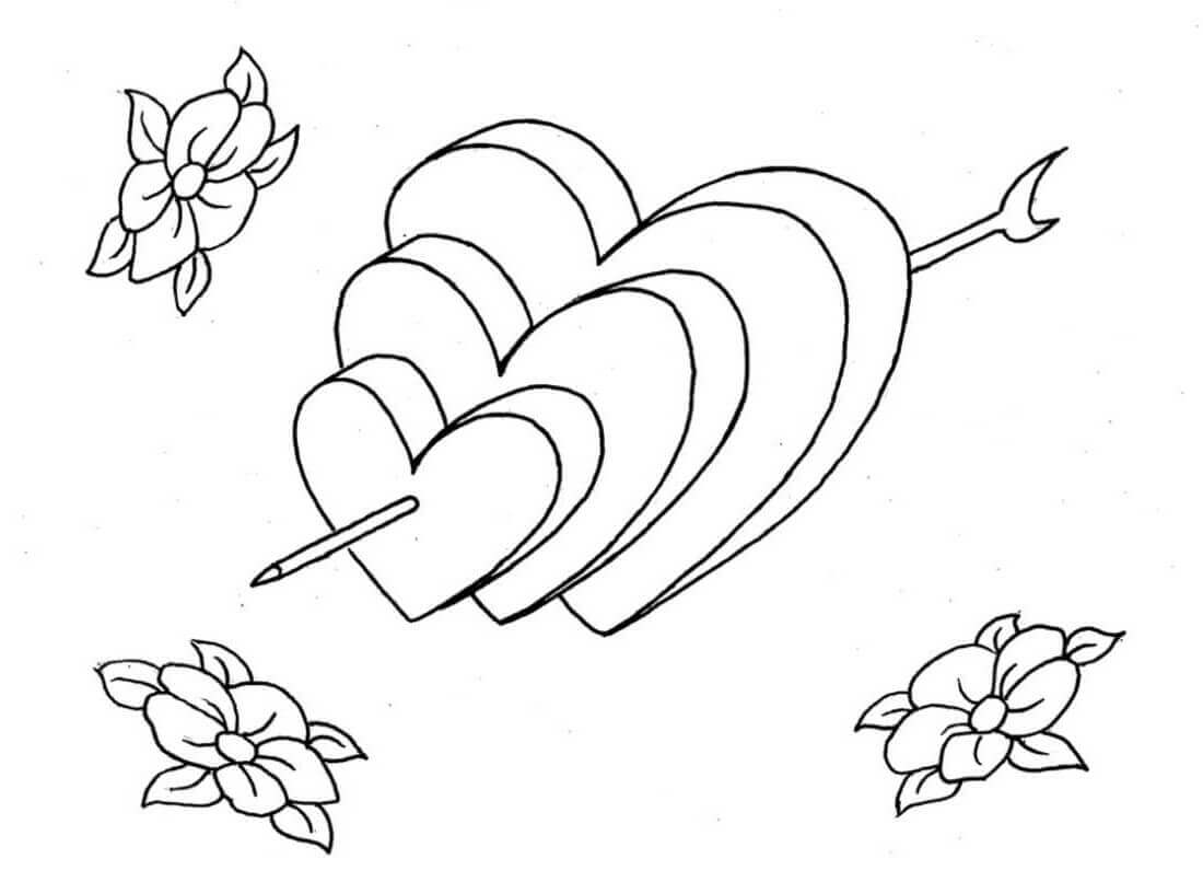 Bow And Heart Coloring Pages Free