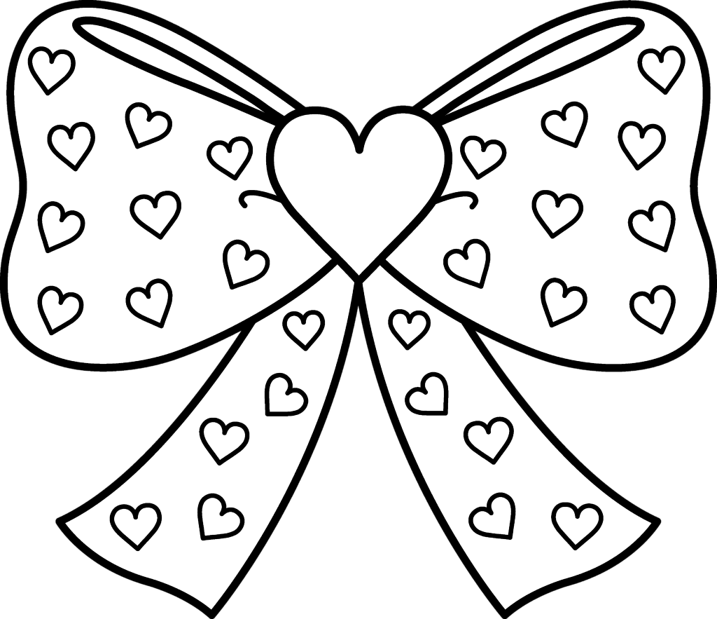 Bow With Hearts Coloring Pages Printable