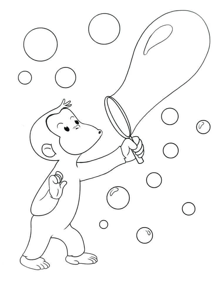 Curious George Blowing Bubbles Curious George Coloring Pages