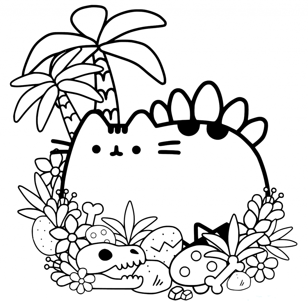 Cute Pusheen Colouring Pages