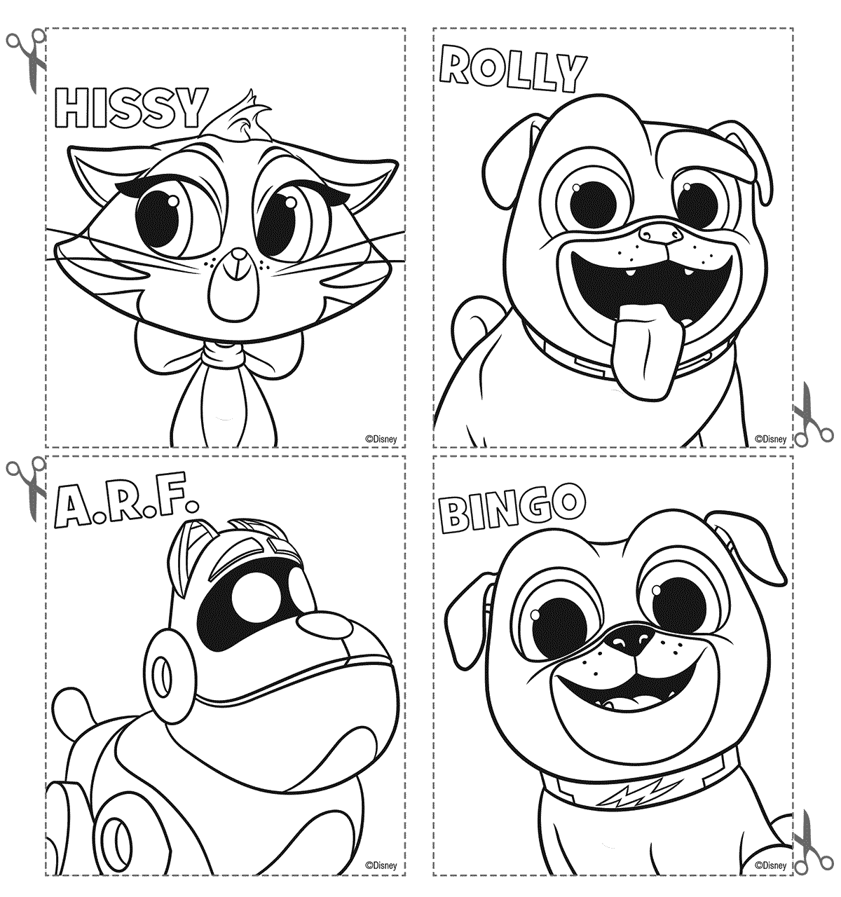 Disney Puppy Dog Pals Coloring Pages Cards