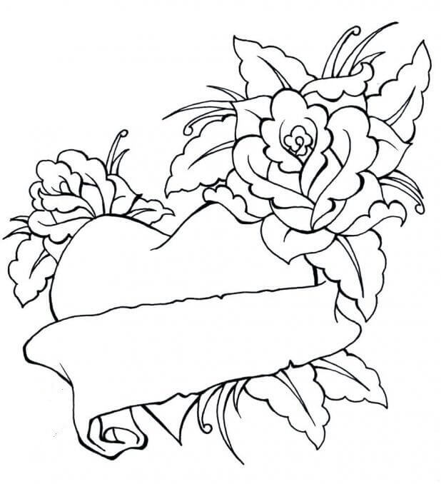 Free Printable Heart And Flowers Coloring Pages