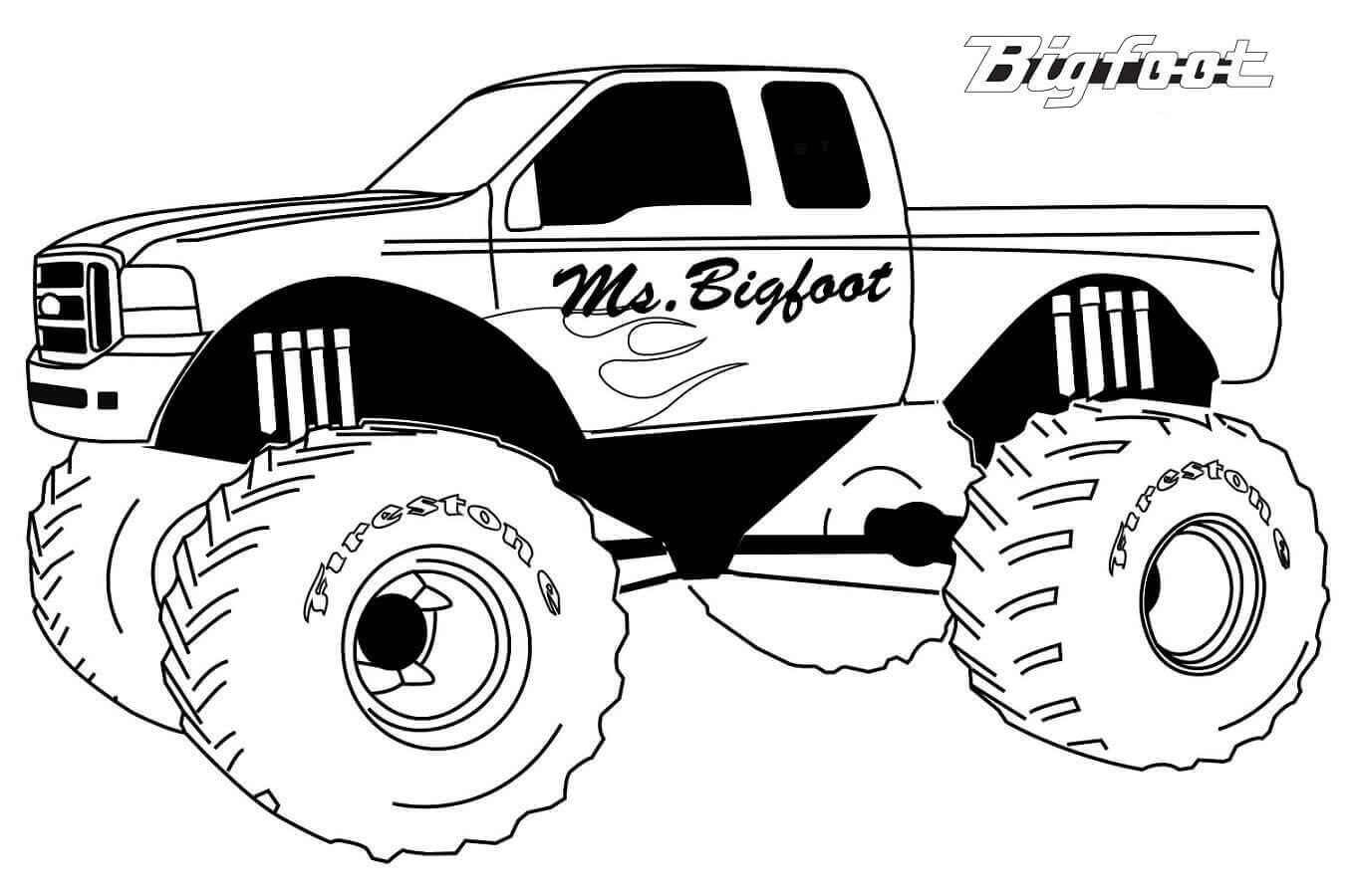 Free Printable Monster Jam Coloring Pages Bigfoot Monster Truck
