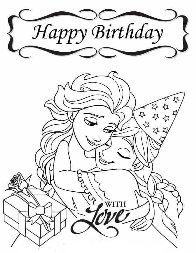 Frozen Happy Birthday Coloring Pages For Sister