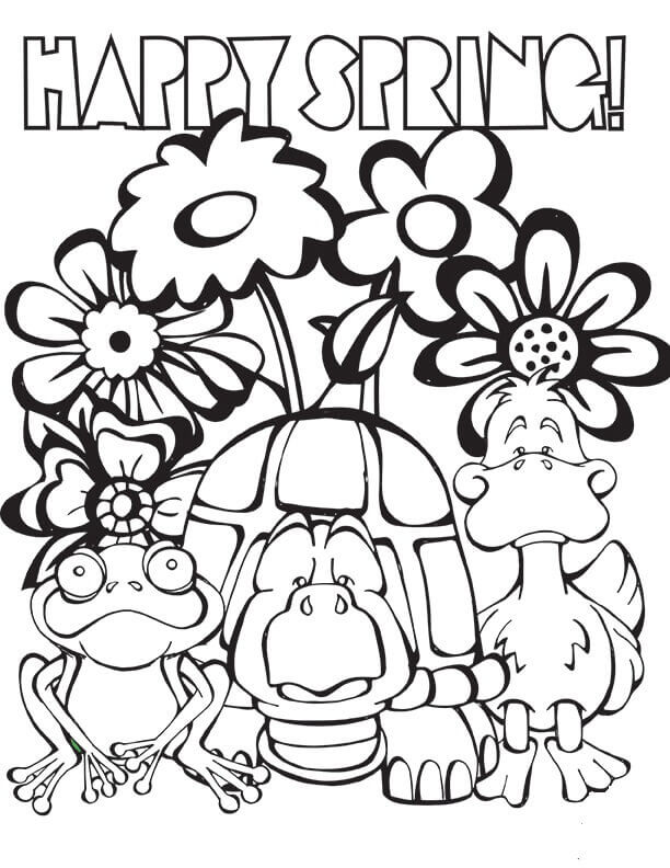 Happy Spring Coloring Pages To Print