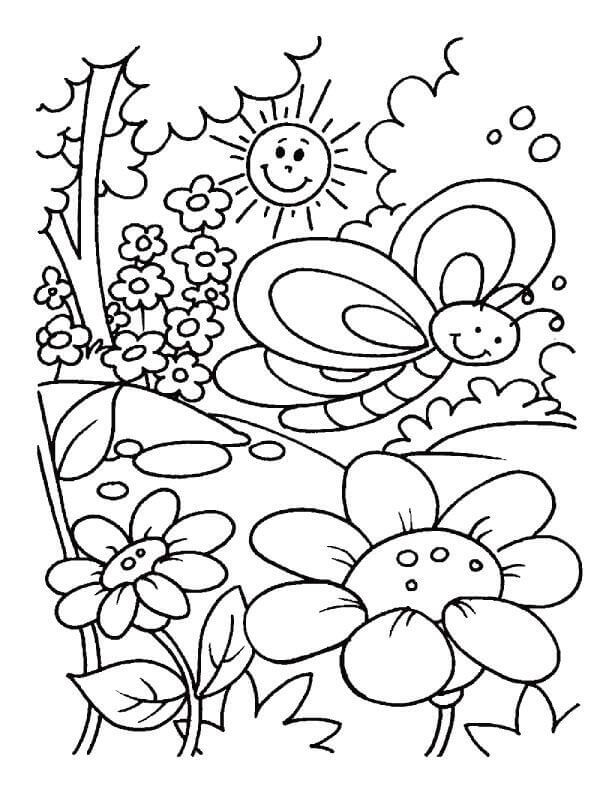 Happy Spring Coloring Pages