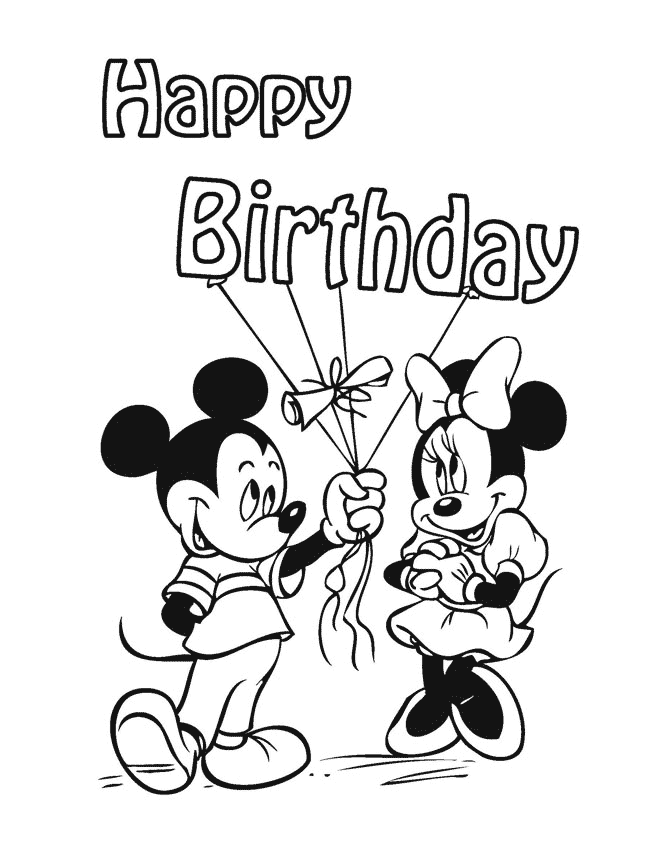 Mickey Mouse Happy Birthday Coloring Pages For Friends