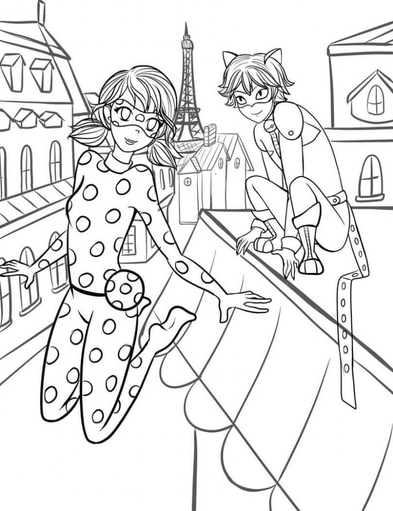 Miraculous Ladybug and Cat Noir Coloring Pages