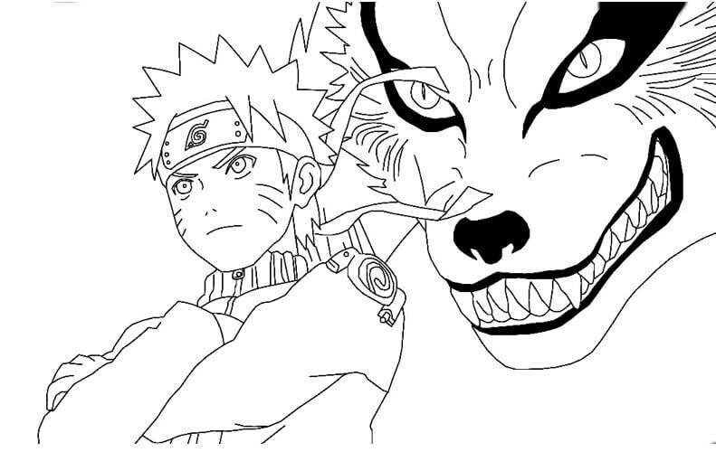 Naruto And- The Nine Tailed Fox Coloring Page