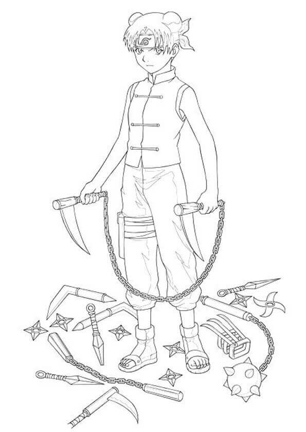 Naruto Coloring Pages Tenten Printable