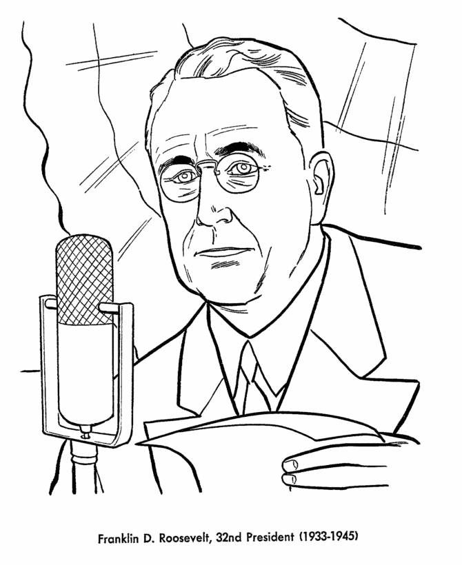 Presidents Day Coloring Pages Franklin Roosevelt