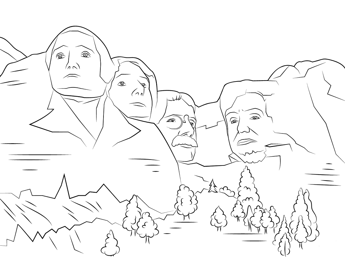 Presidents Day Coloring Pages Mount Rushmore