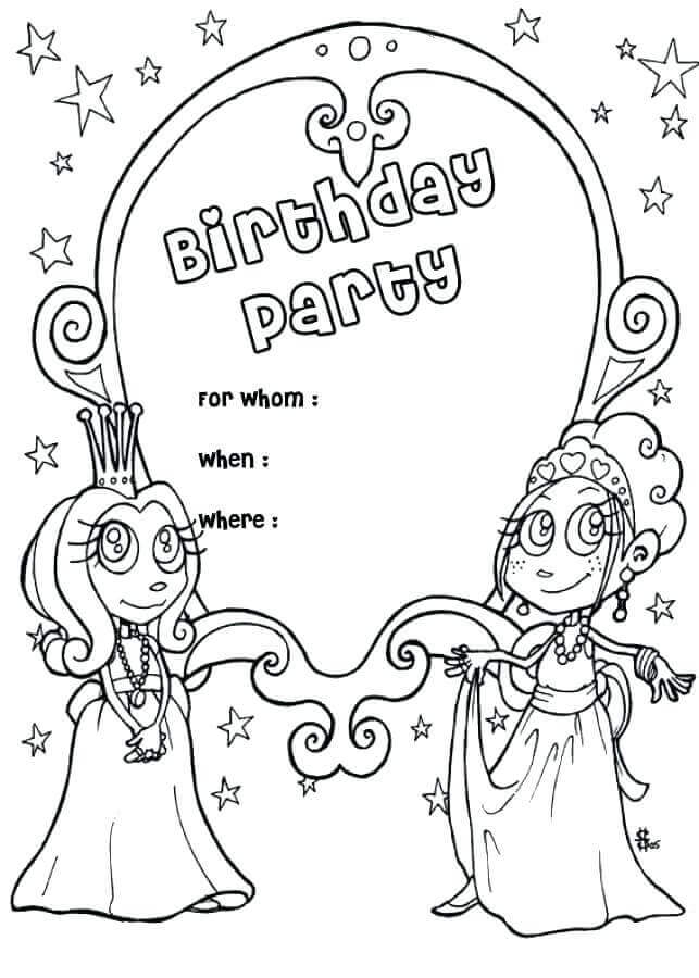 Printable Birthday Invites Coloring Pages