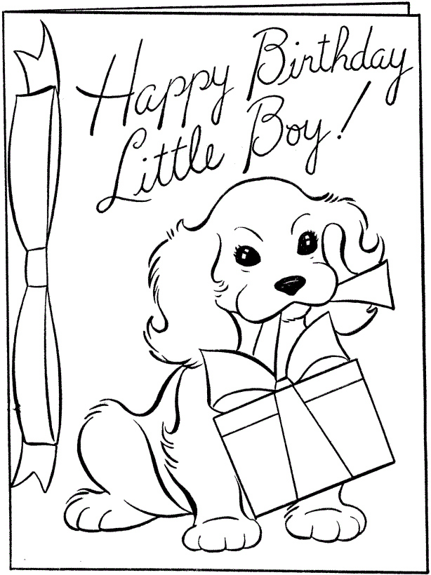 Printable Happy Birthday Coloring Card For Boys