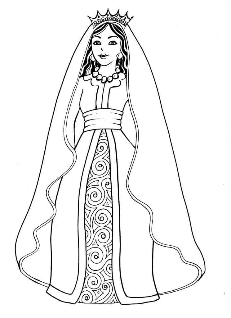 Purim Characters Coloring Pages Queen Esther