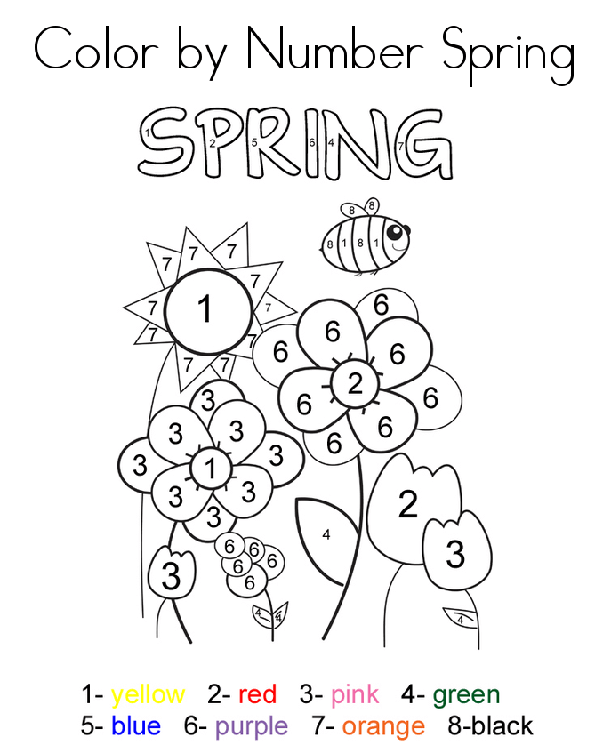 Spring Color By Number Activity Sheets