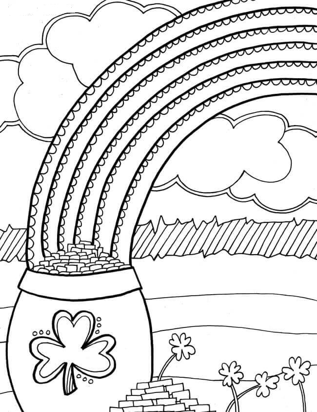 St Patricks Day Rainbow And Gold Pot Coloring Pages St Patricks Day Coloring Pages For Preschoolers St Patricks Day Coloring Sheets For Free