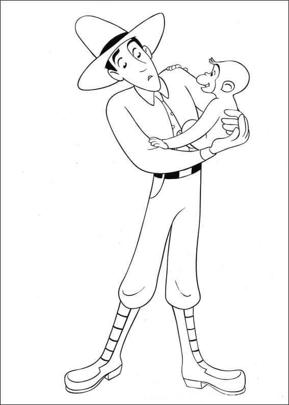 Ted Shackleford And Curious George Coloring Page
