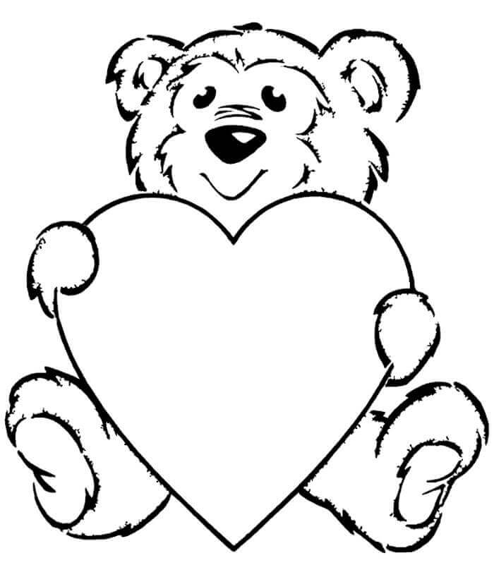 Teddy Bear And Heart Coloring Pages
