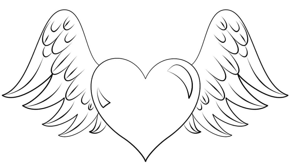 Wing And Heart Coloring Pages