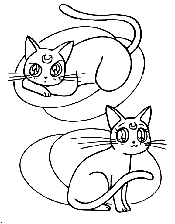 Artemis And Luna Sailor Moon Coloring Page