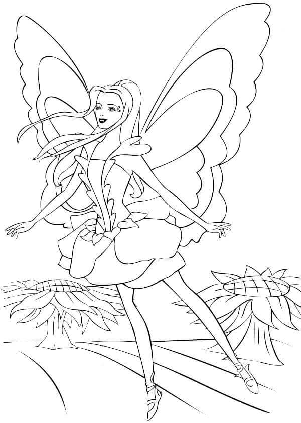 Butterfly Barbie FairyTopia Coloring Page