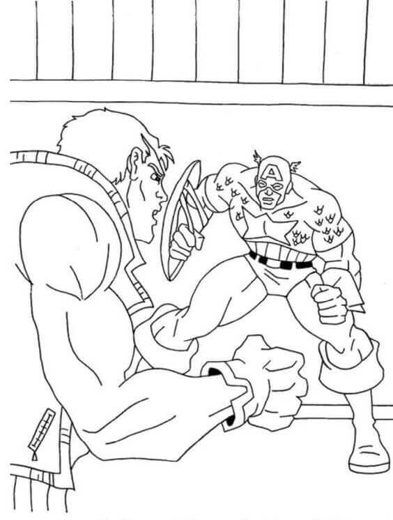 Captain America In Action Colouring Page