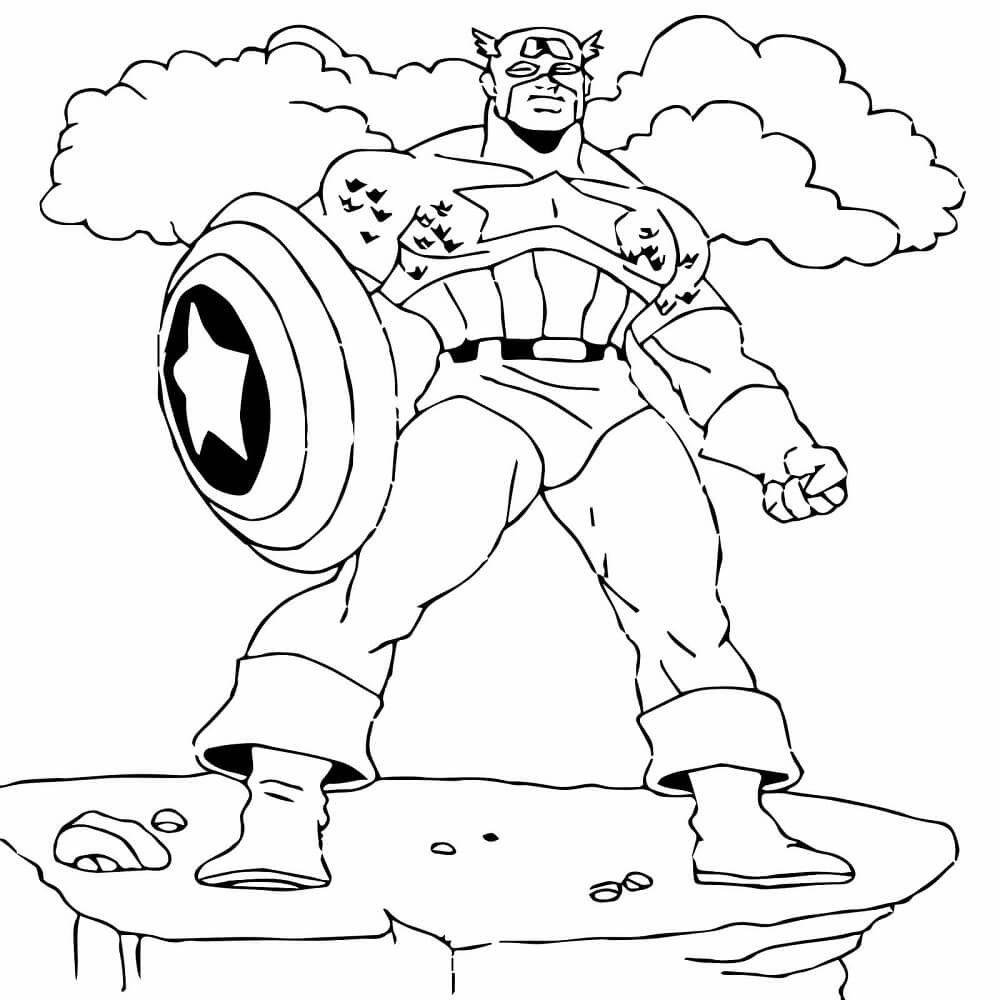 Captain America Superhero Coloring Page