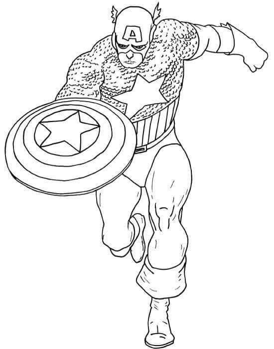 Captain America With His Shield Coloring Page