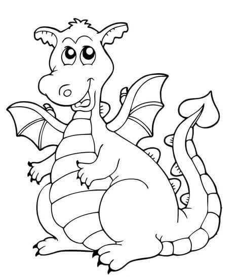 Cartoon Dragon Coloring Pages For Kids