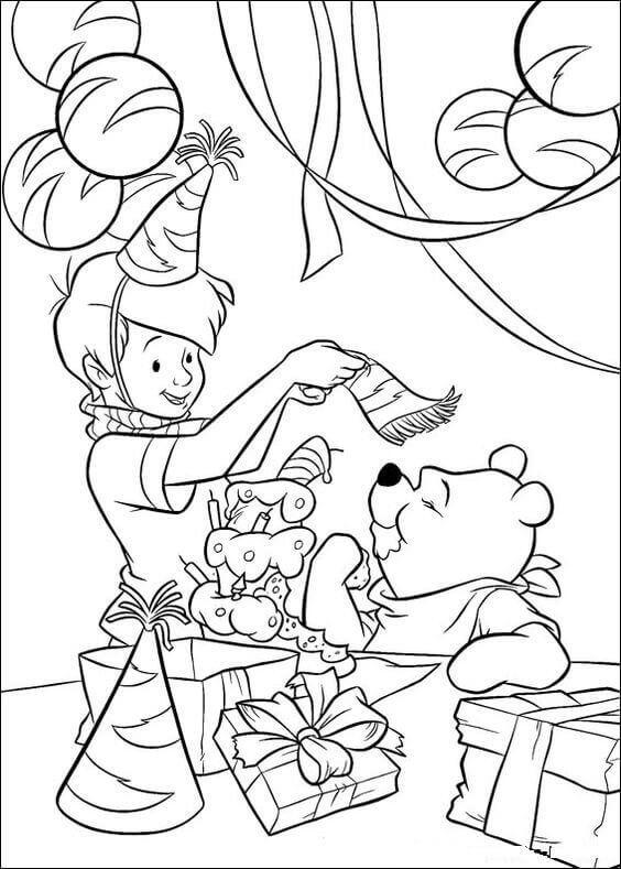 Christopher And Pooh Coloring Page