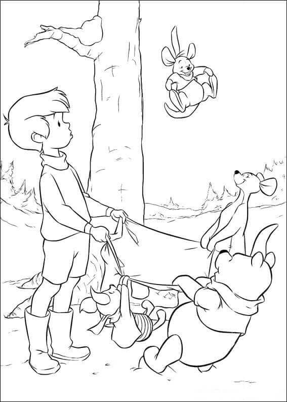 Christopher Robin And Winnie The Pooh Coloring Page