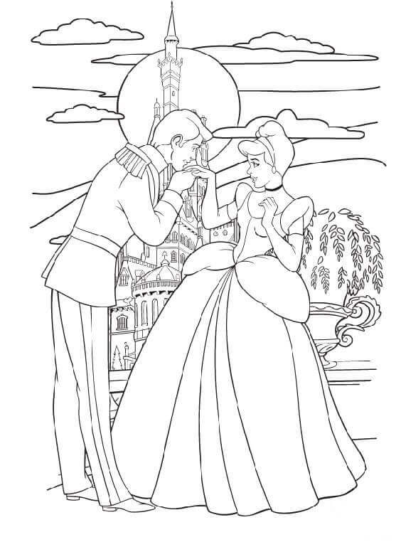 Cinderella And Prince Charming Coloring Pages