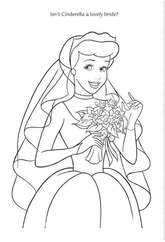 Cinderella As Bride Coloring Page