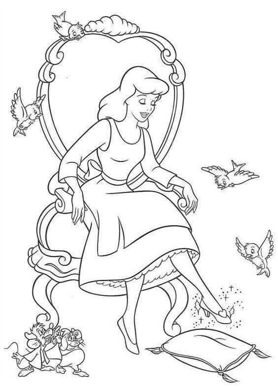 Cinderella Trying The Slippers Coloring Page