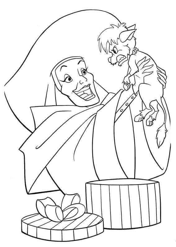 Cruella With Puppy Coloring Page