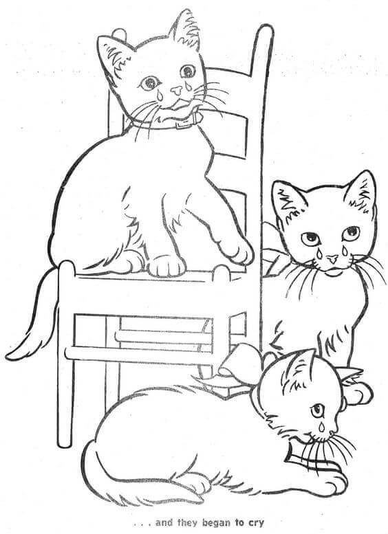 Crying Cats Coloring Page